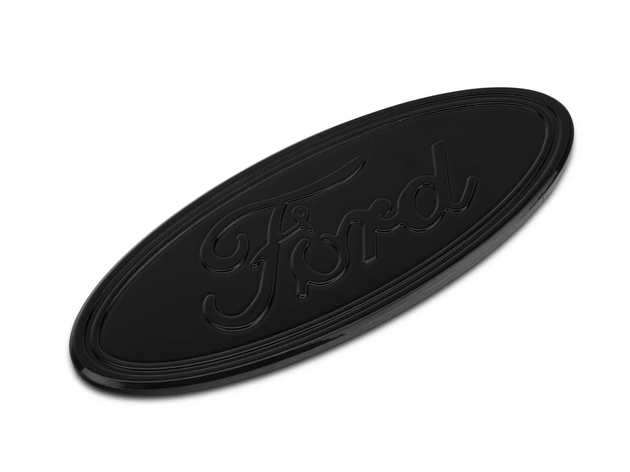 Defenderworx Ford Oval Grille Emblem; Gloss Blackout (15-20 F-150, Excluding Raptor)