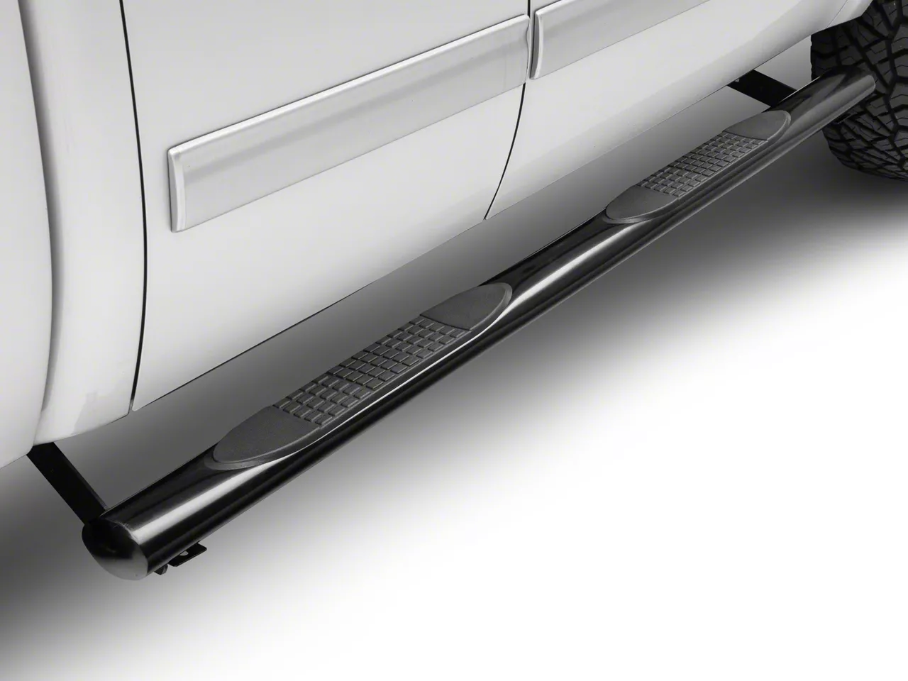 Barricade 4-Inch Oval Straight End Running Boards; Black (07-13 Silverado 1500 Extended Cab, Crew Cab)
