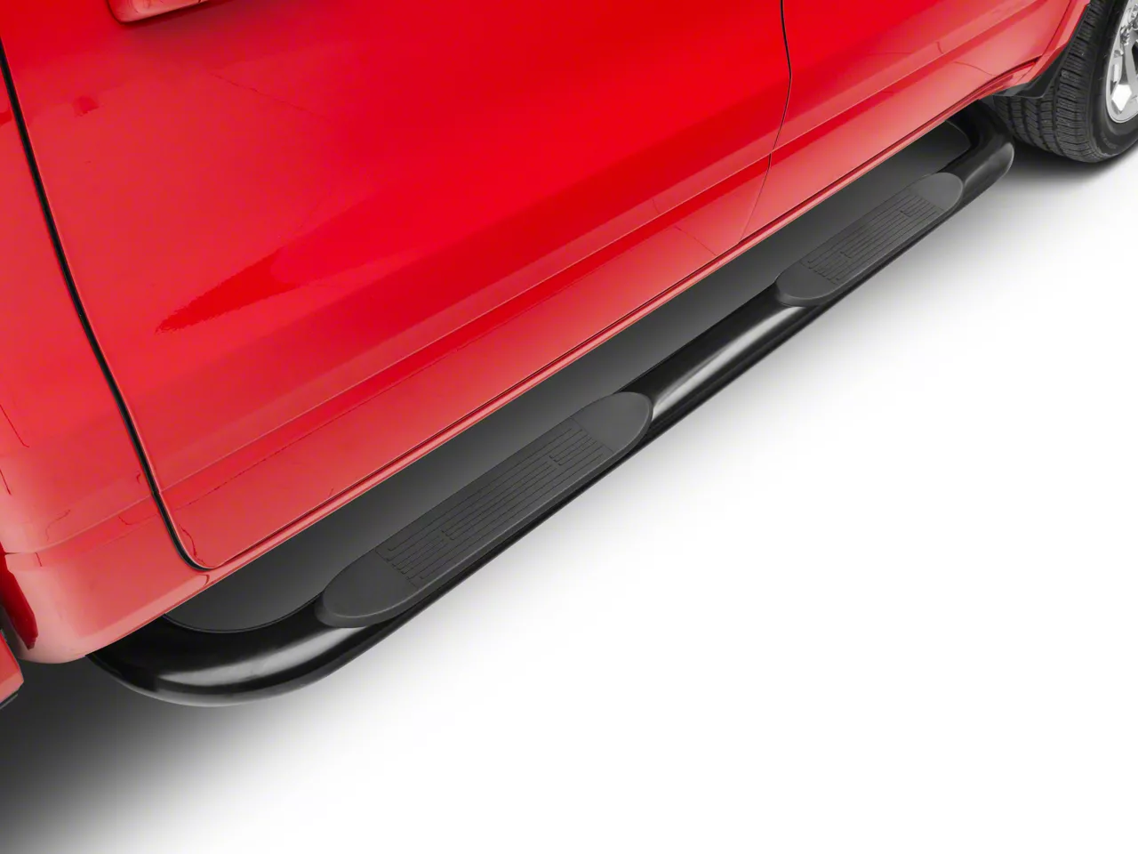 Barricade 4-Inch Oval Bent End Side Step Bars; Black (19-26 RAM 1500 Crew Cab)