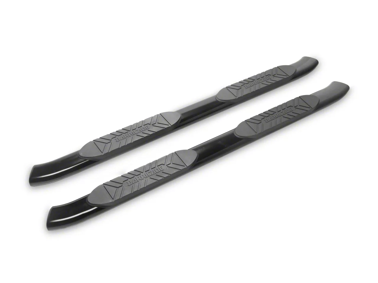 Barricade 5-Inch Oval Bent End Side Step Bars; Black (19-26 RAM 1500 Quad Cab)