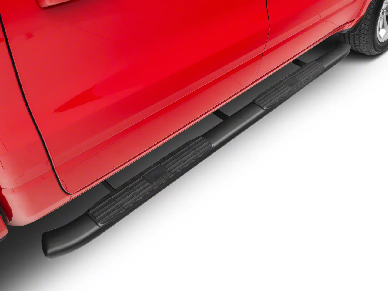 Barricade Pinnacle 4-Inch Oval Bent End Side Step Bars; Black (19-26 RAM 1500 Crew Cab)