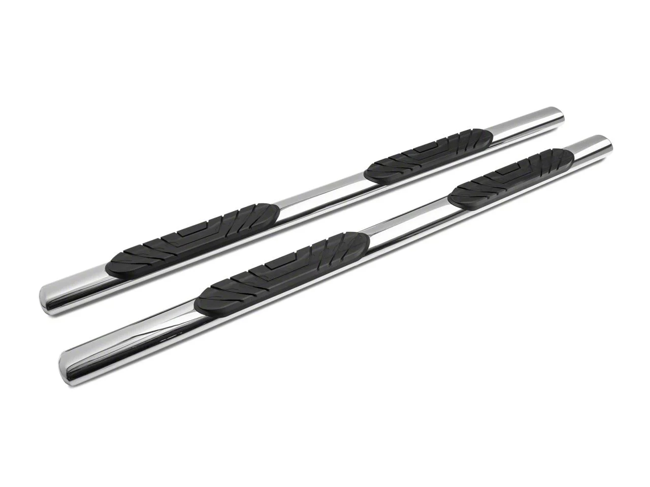 Barricade 4-Inch Oval Straight End Side Step Bars; Stainless Steel (19-26 Sierra 1500 Double Cab)