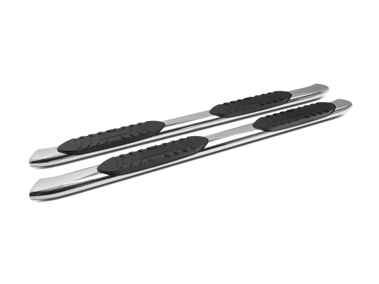 Barricade 5-Inch Oval Bent End Side Step Bars; Stainless Steel (19-26 Sierra 1500 Double Cab)