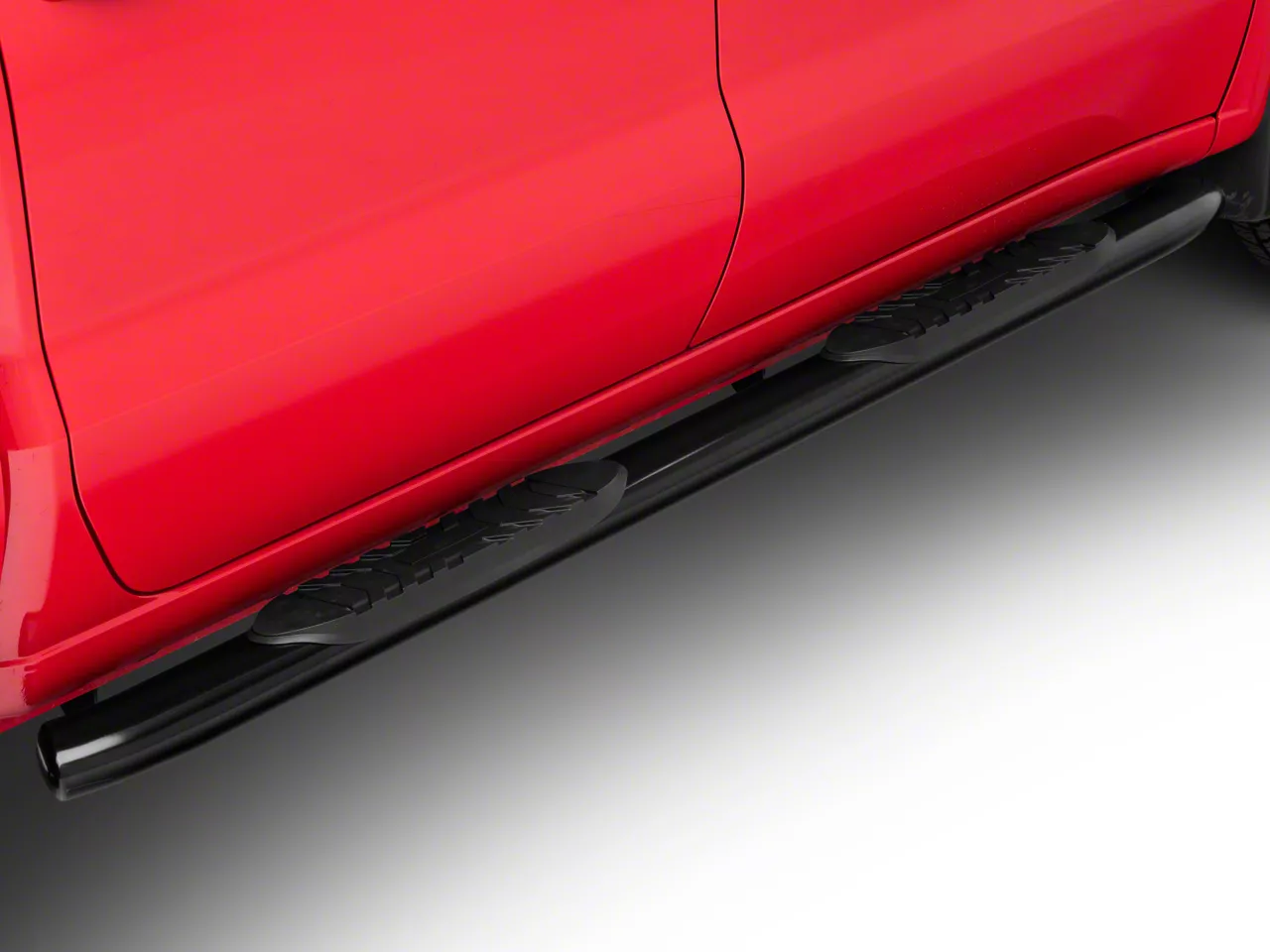 Barricade 5-Inch Oval Bent End Side Step Bars; Black (19-26 Silverado 1500 Crew Cab)