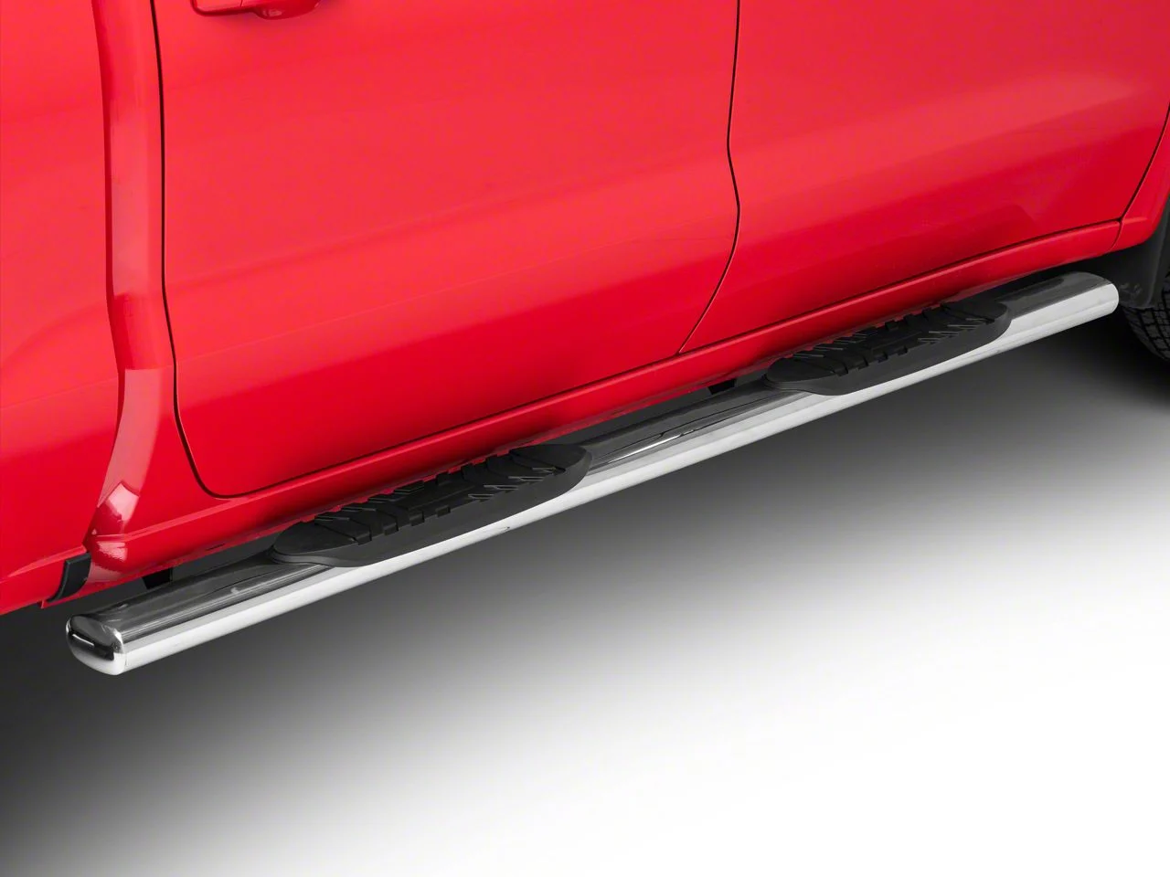 Barricade 5-Inch Oval Side Step Bars; Stainless Steel (19-24 Silverado 1500 Crew Cab)