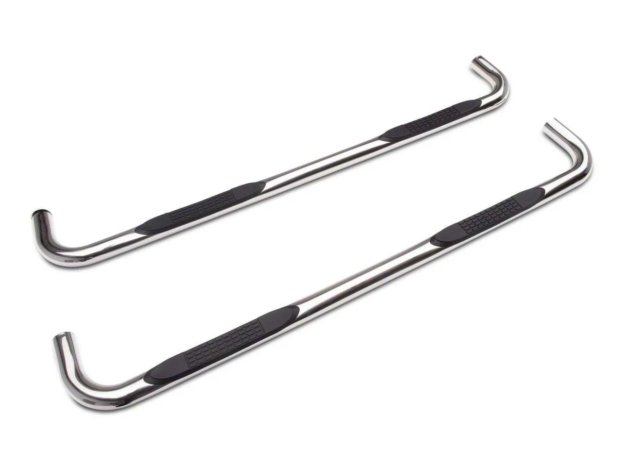 RedRock 4-Inch Oval Bent End Side Step Bars; Stainless Steel (19-24 Silverado 1500 Double Cab)