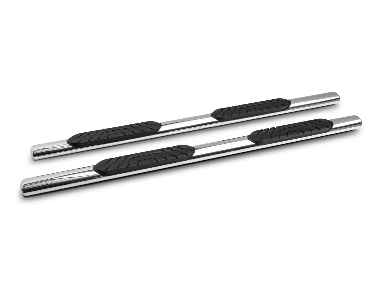 Barricade 4-Inch Oval Straight End Side Step Bars; Stainless Steel (19-26 Silverado 1500 Double Cab)