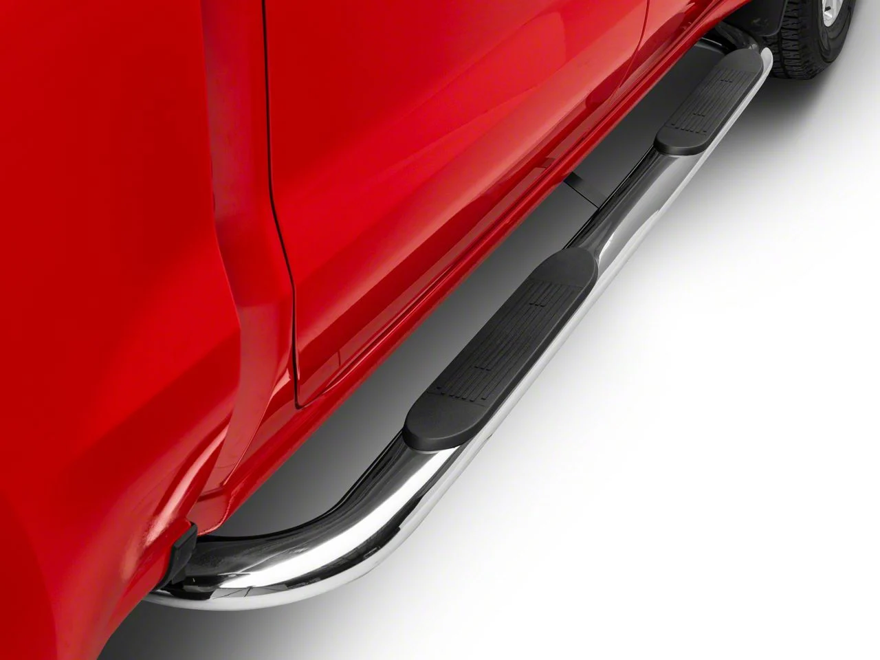 Barricade 4-Inch Oval Bent End Side Step Bars; Stainless Steel (19-26 Silverado 1500 Crew Cab)