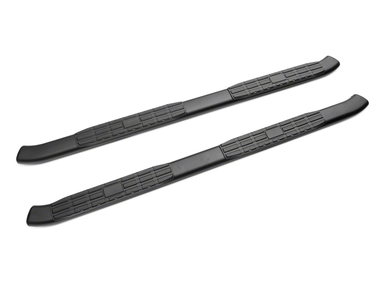 Barricade 5-Inch Oval Bent End Side Step Bars; Black (19-26 Silverado 1500 Double Cab)
