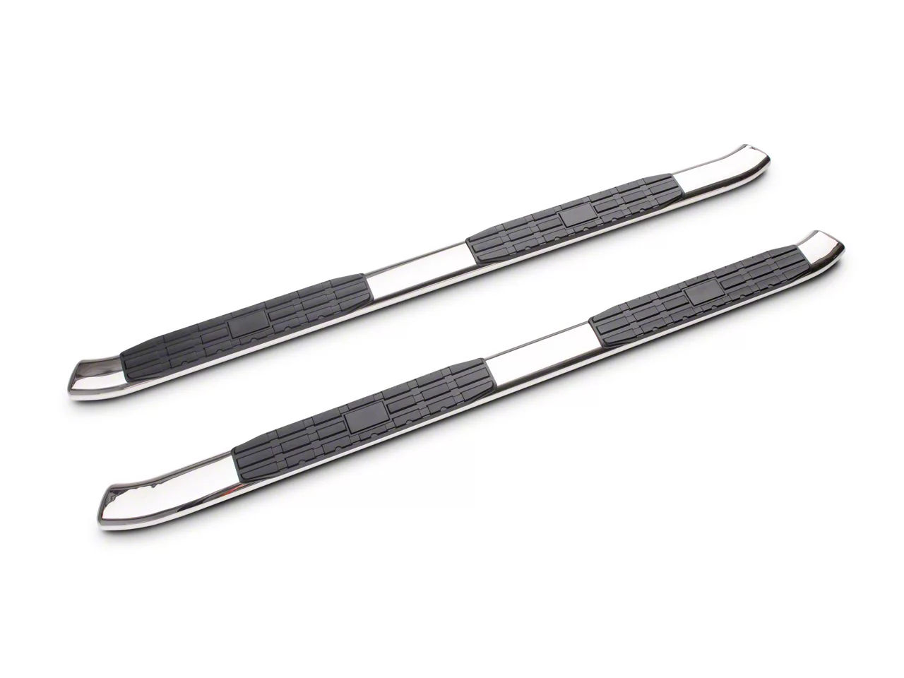 Barricade 5-Inch Oval Bent End Side Step Bars; Stainless Steel (19-26 Silverado 1500 Double Cab)