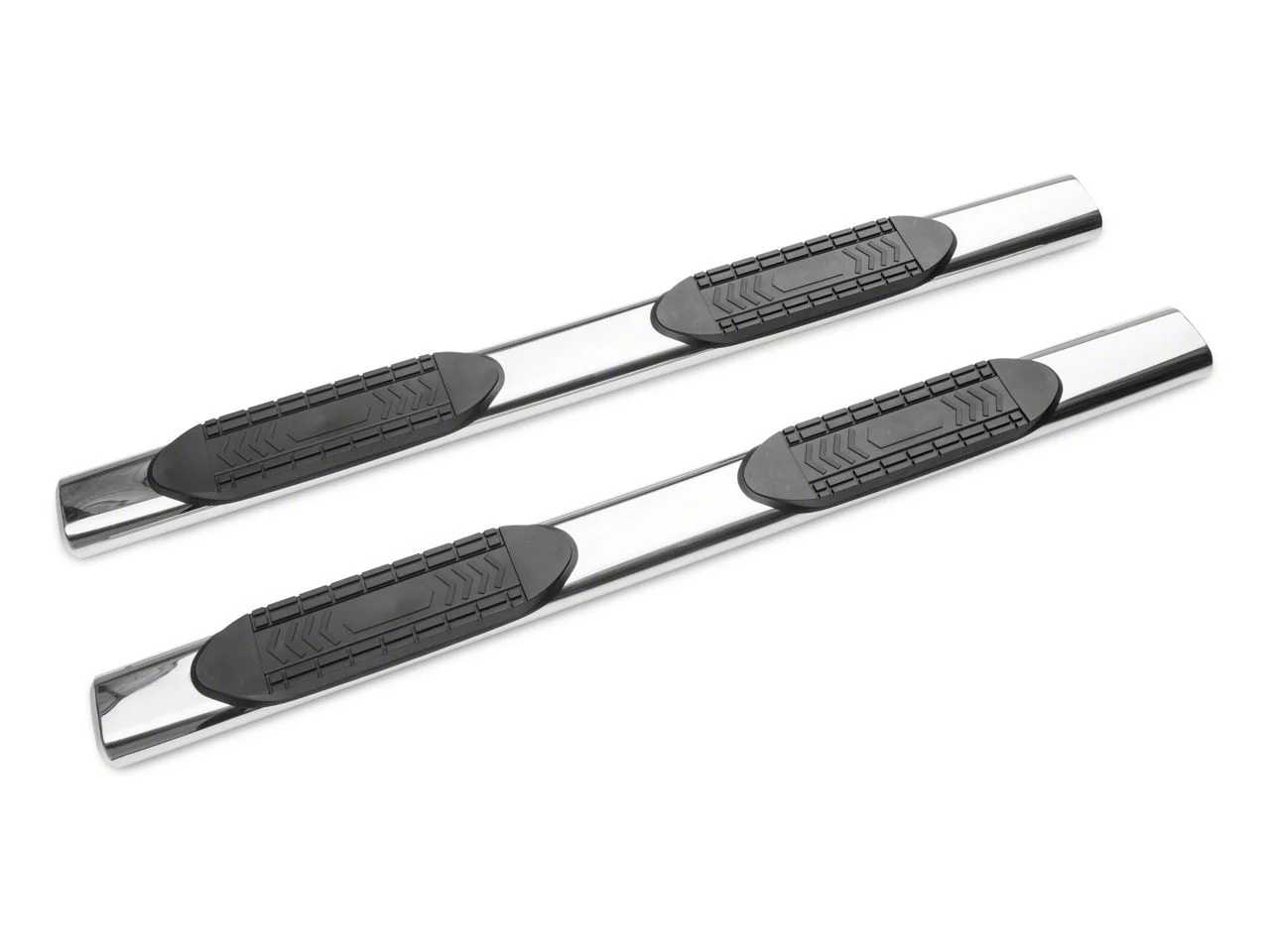 RedRock 6-Inch Oval Straight End Side Step Bars; Stainless Steel (19-26 Silverado 1500 Double Cab)
