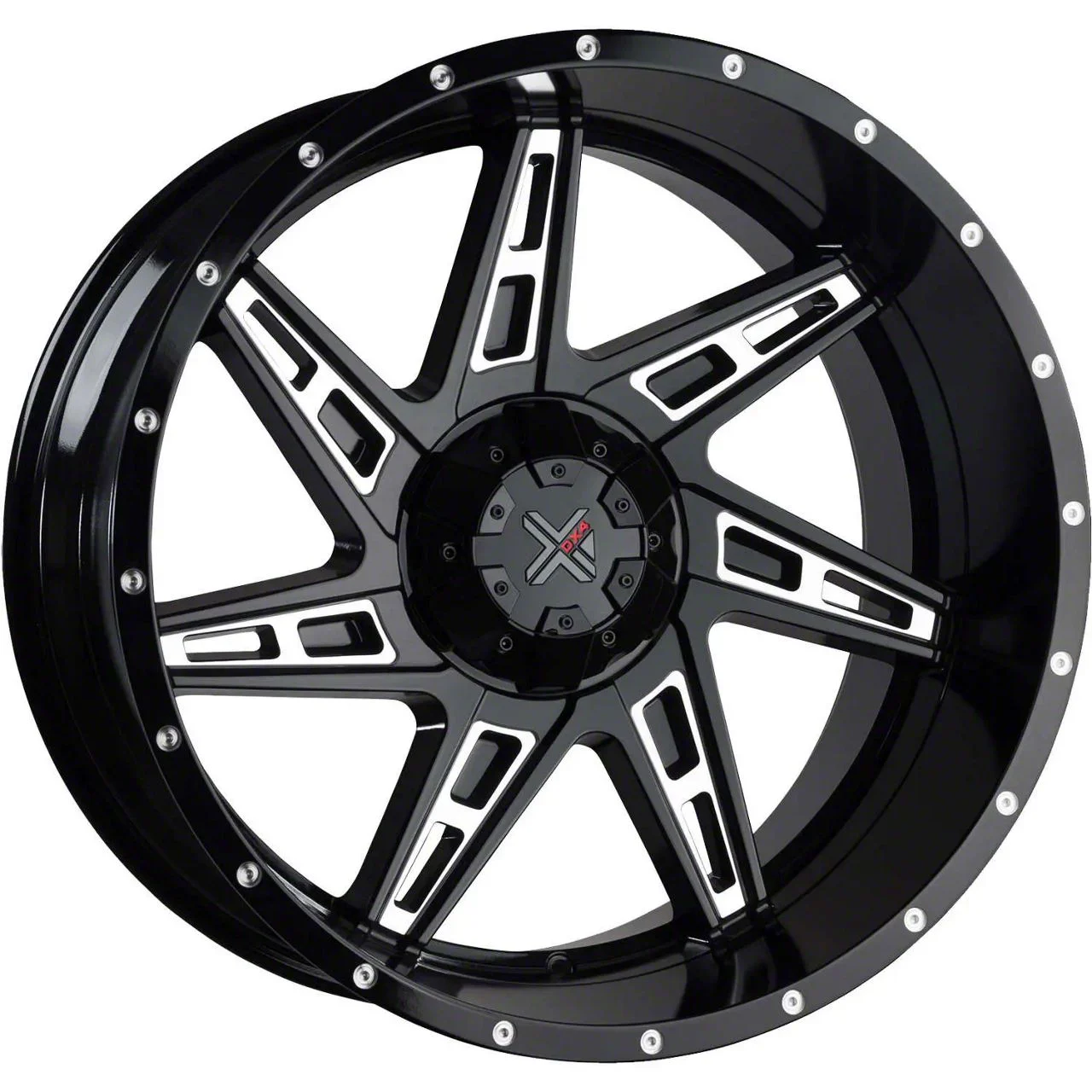 DX4 Wheels SKULL Gloss Black Milled 5-Lug Wheel; 22x11.5; -40mm Offset (09-18 RAM 1500)