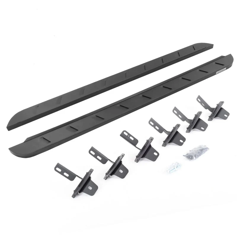 Go Rhino 21-22 Ford Bronco (Excl. Sport) 4DR RB10 Slim Running Boards Kit (w/Brackets) - Tex. Blk