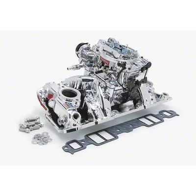 Edelbrock Performer Series Single-Quad Intake Manifold and Carburetor Kit for Small-Block Chevy with Vortec Heads (07-19 6.0L Sierra 2500 HD)