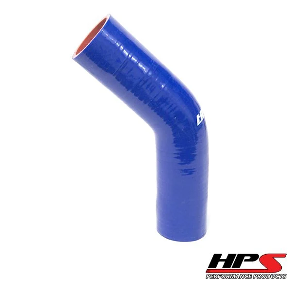 HPS 2-9/16" ID High Temp 4-ply Reinforced Silicone 45 Degree Elbow Coupler Hose Blue (65mm ID)