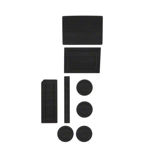 Center Console Cup Holder Inserts; Black/Black (17-26 F-150 w/ Bucket Seats & Steering Column Shifter)