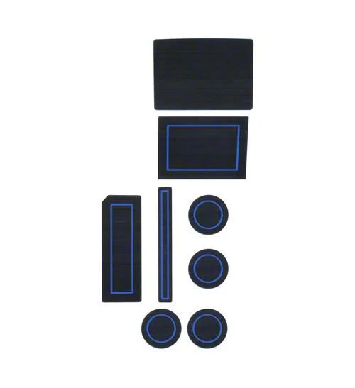 Center Console Cup Holder Inserts; Black/Blue (17-26 F-150 w/ Bucket Seats & Steering Column Shifter)