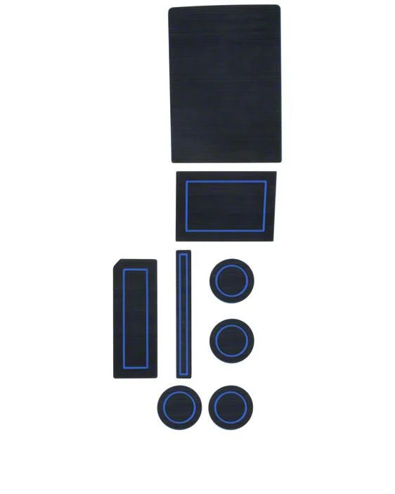 Center Console Cup Holder Inserts; Black/Blue (17-26 F-150 w/ Bucket Seats, Steering Column Shifter & w/o Center Dash Speaker)