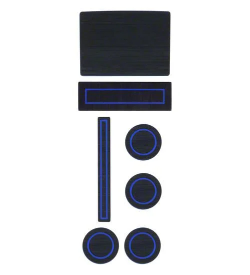 Center Console Cup Holder Inserts; Black/Blue (15-16 F-150 w/ Center Console Shifter)