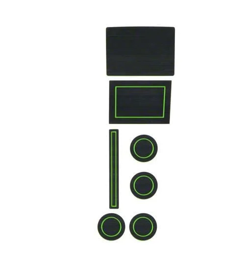 Center Console Cup Holder Inserts; Black/Green (17-26 F-150 w/ Bucket Seats & Center Console Shifter)