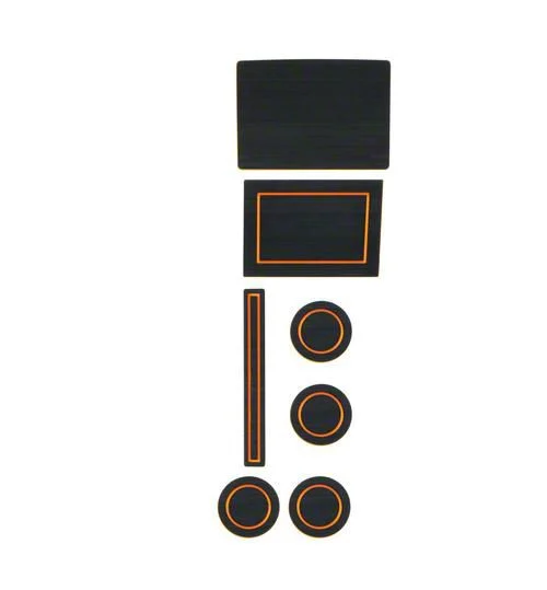 Center Console Cup Holder Inserts; Black/Orange (17-26 F-150 w/ Bucket Seats & Center Console Shifter)