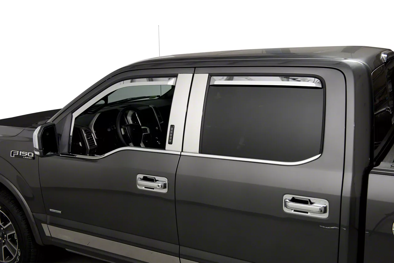 Putco Element Chrome Window Visors; Channel Mount; Front (21-26 F-150)