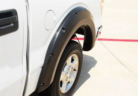Elite Series Rivet Style Fender Flares; Rear; Textured Black (09-14 F-150 Styleside, Excluding Raptor)