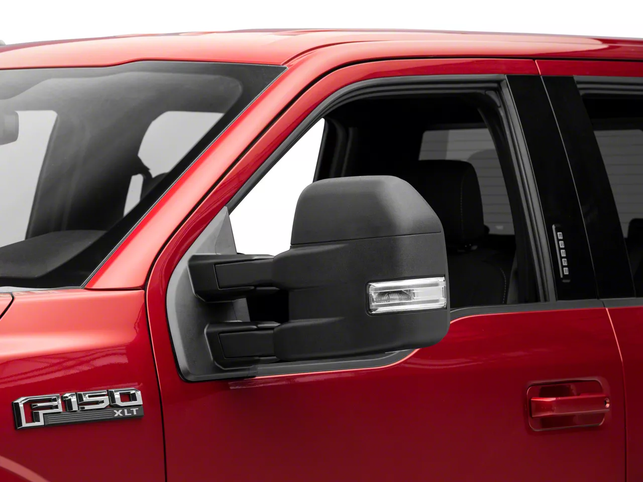 Powered Heated Towing Mirrors with LED Turn Signals; Textured Black (15-19 F-150)
