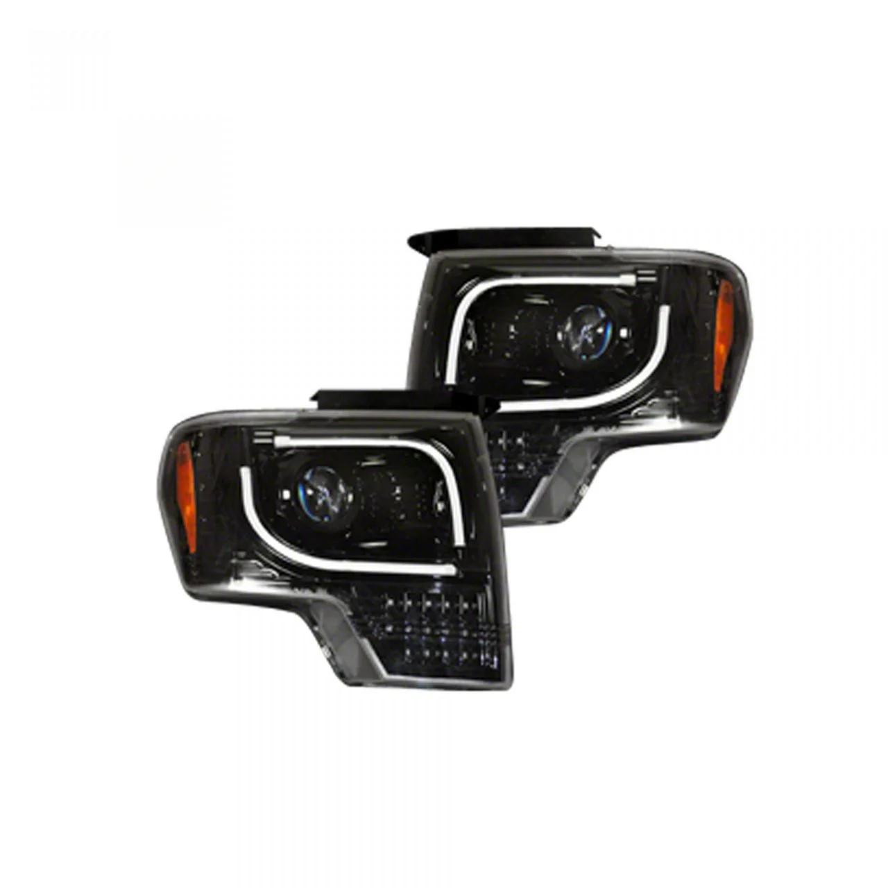 Projector Headlights; Black Housing; Smoked Lens (13-14 F-150 w/ Factory Projector/HID Headlights)
