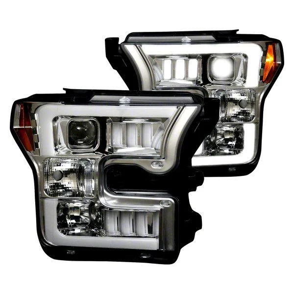Projector Headlights; Chrome Housing; Clear Lens (15-17 F-150 w/ Factory Halogen Headlights)