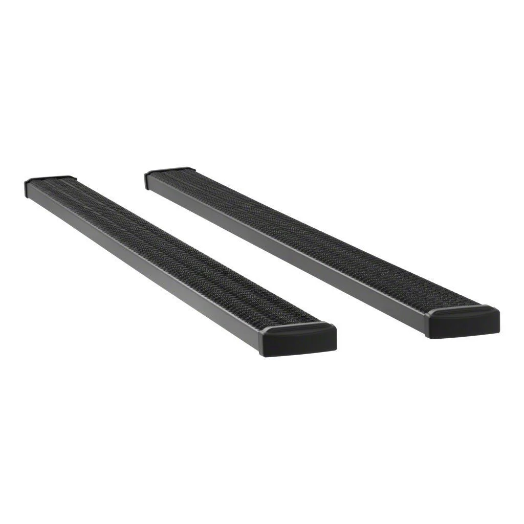 Grip Step 7-Inch Wheel-to-Wheel Running Boards; Textured Black (15-26 F-150 SuperCab w/ 8-Foot Bed, SuperCrew w/ 6-1/2-Foot Bed)