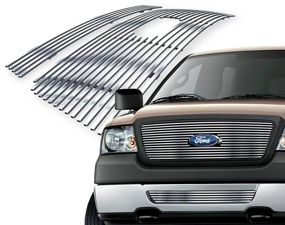 Stainless Steel Billet Upper and Lower Grille Insert; Chrome (06-08 F-150, Excluding FX2, FX4 & King Ranch)