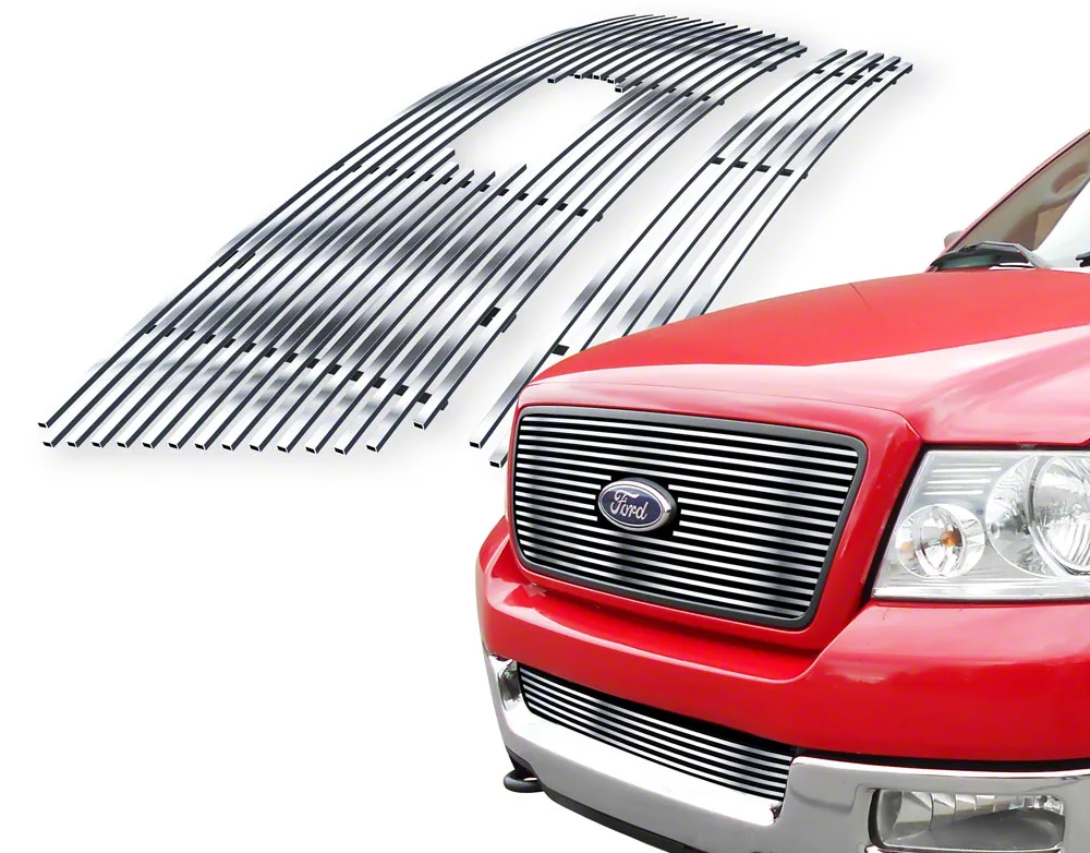 Stainless Steel Billet Upper and Lower Grille Insert; Chrome (04-05 F-150)