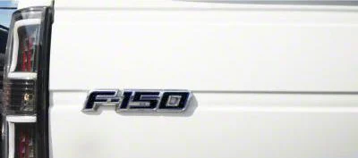 Tailgate Emblem Insert Letters; Textured Black with Blue Outline (09-14 F-150)