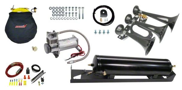 Kleinn Direct Fit Onboard Air System and Model 230 Beast Triple Train Horn; Spare Tire Delete Mount (17-22 F-350 Super Duty)