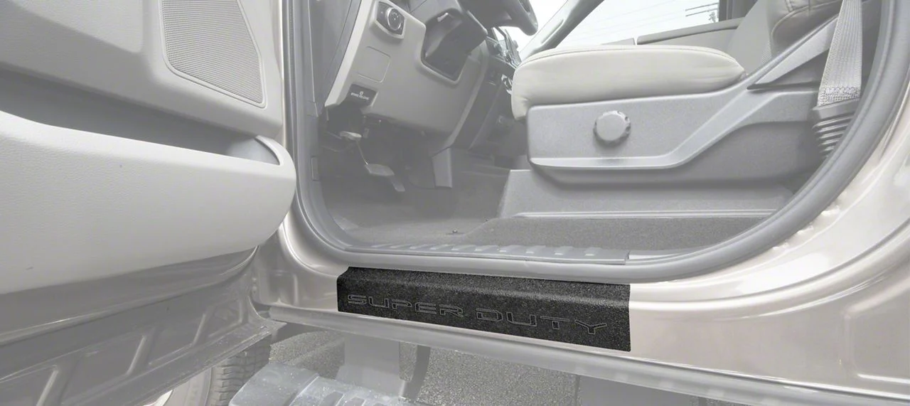 Front Door Sill Protection with Super Duty Logo; TUF-LINER Black; Black and Dark Gray (17-26 F-350 Super Duty)