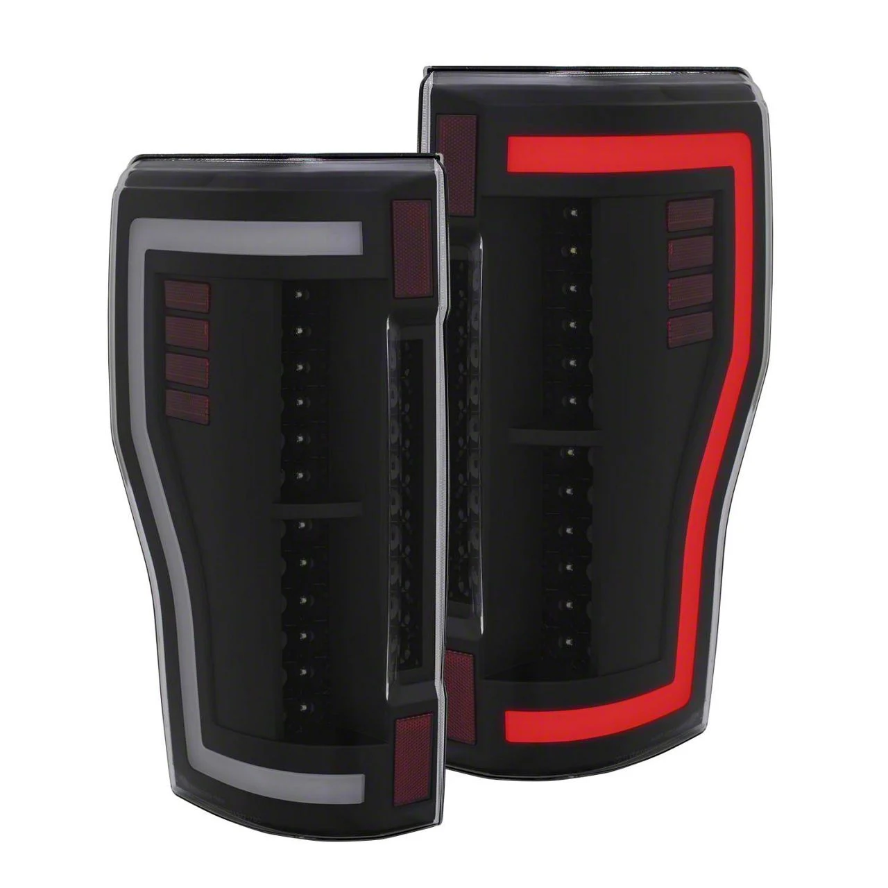 LED Tail Lights; Black Housing; Clear Lens (17-19 F-350 Super Duty w/ Factory Halogen Non-BLIS Tail Lights)