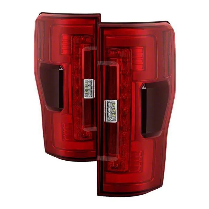 LED Tail Lights; Chrome Housing; Red/Clear Lens (17-18 F-350 Super Duty w/ Factory LED BLIS Tail Lights)