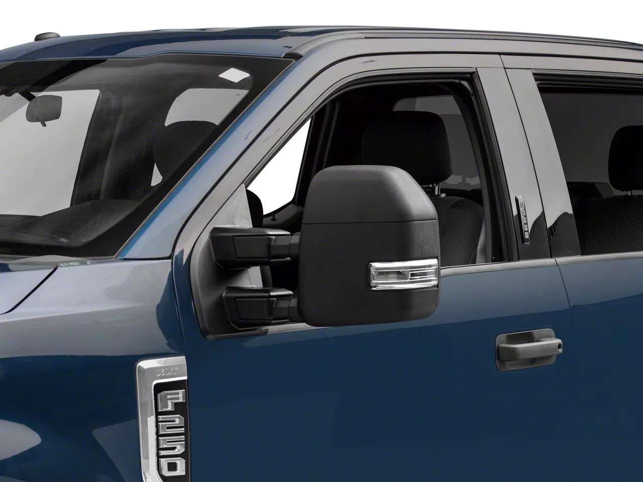 Powered Heated Manual Extendable Towing Mirrors with Clear Turn Signals; Black (17-19 F-350 Super Duty)