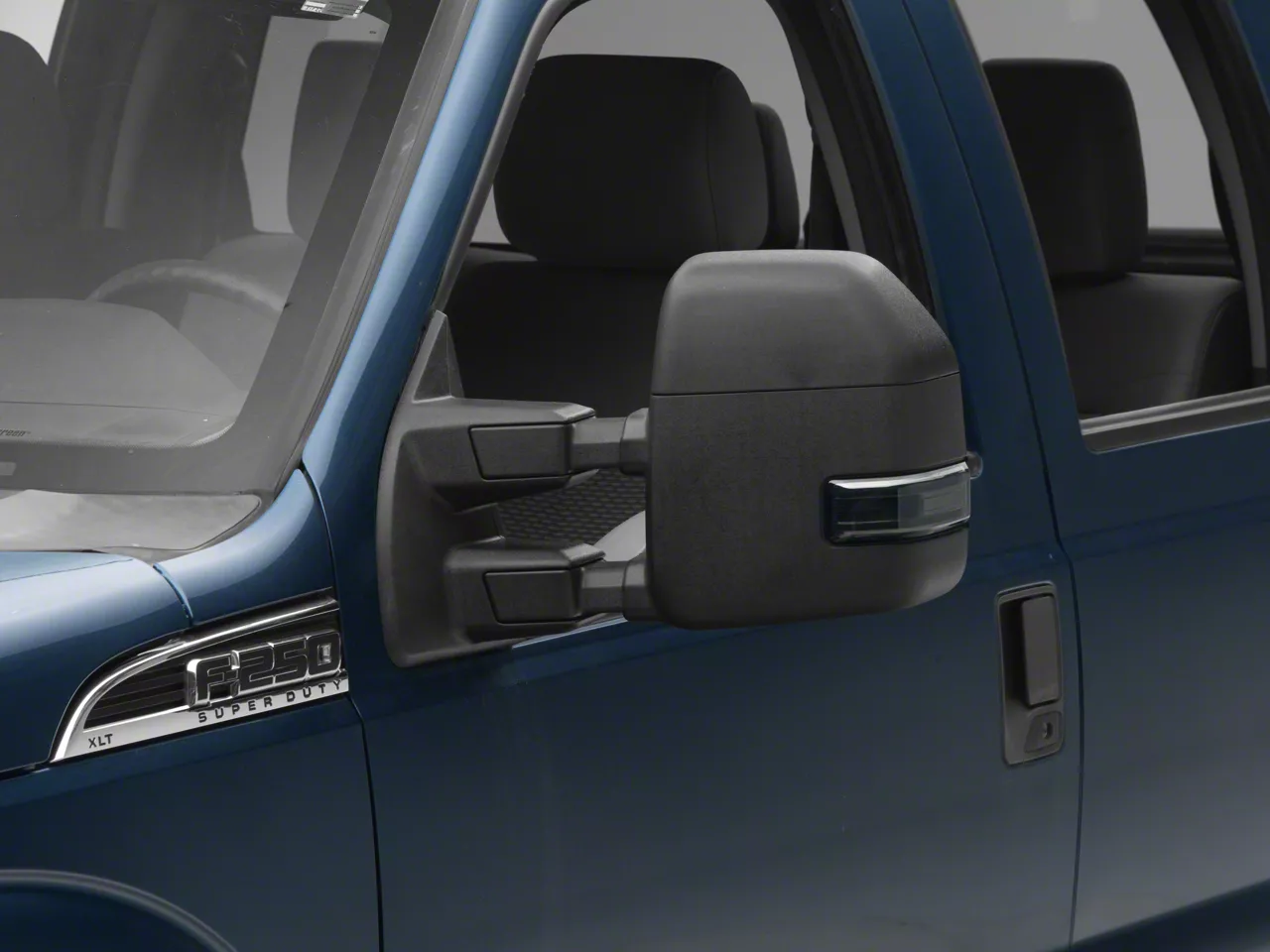 Powered Heated Towing Mirrors with Smoked LED Turn Signals; Black (11-16 F-350 Super Duty)