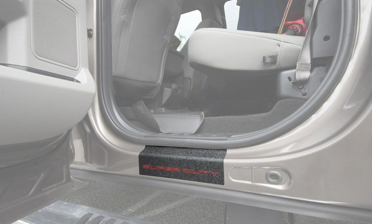 Rear Door Sill Protection with Super Duty Logo; TUF-LINER Black; Black and Red (17-26 F-350 Super Duty SuperCrew)