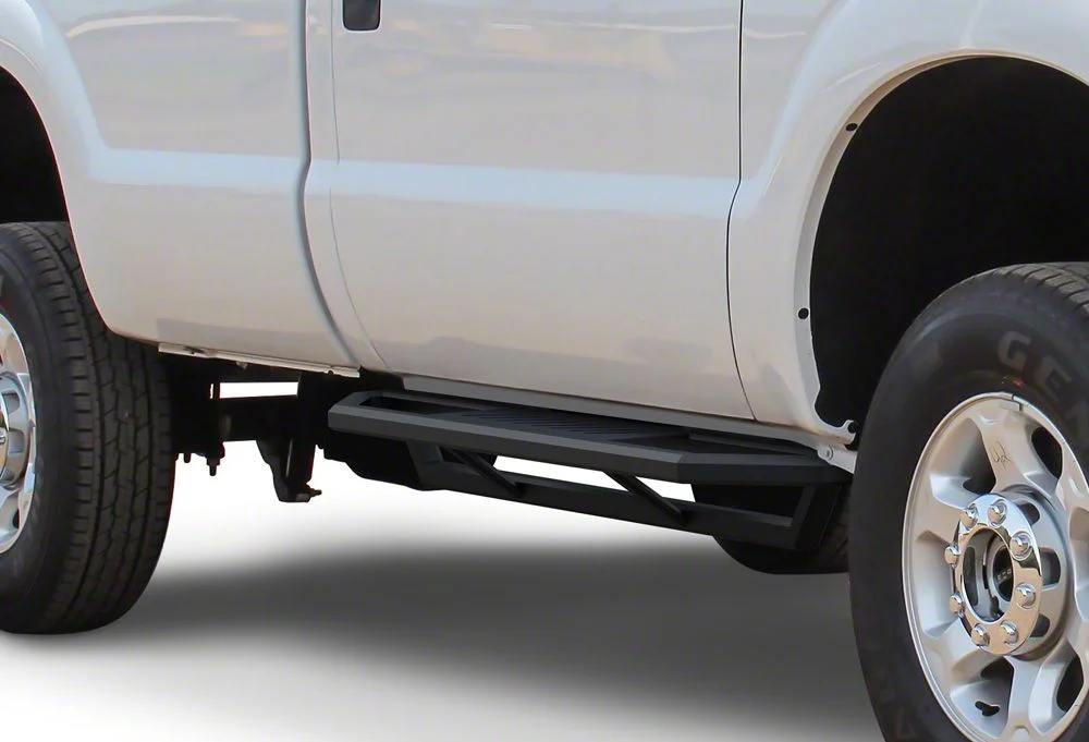 Rocker Armor Side Step Bars; Matte Black (11-16 F-350 Super Duty Regular Cab)