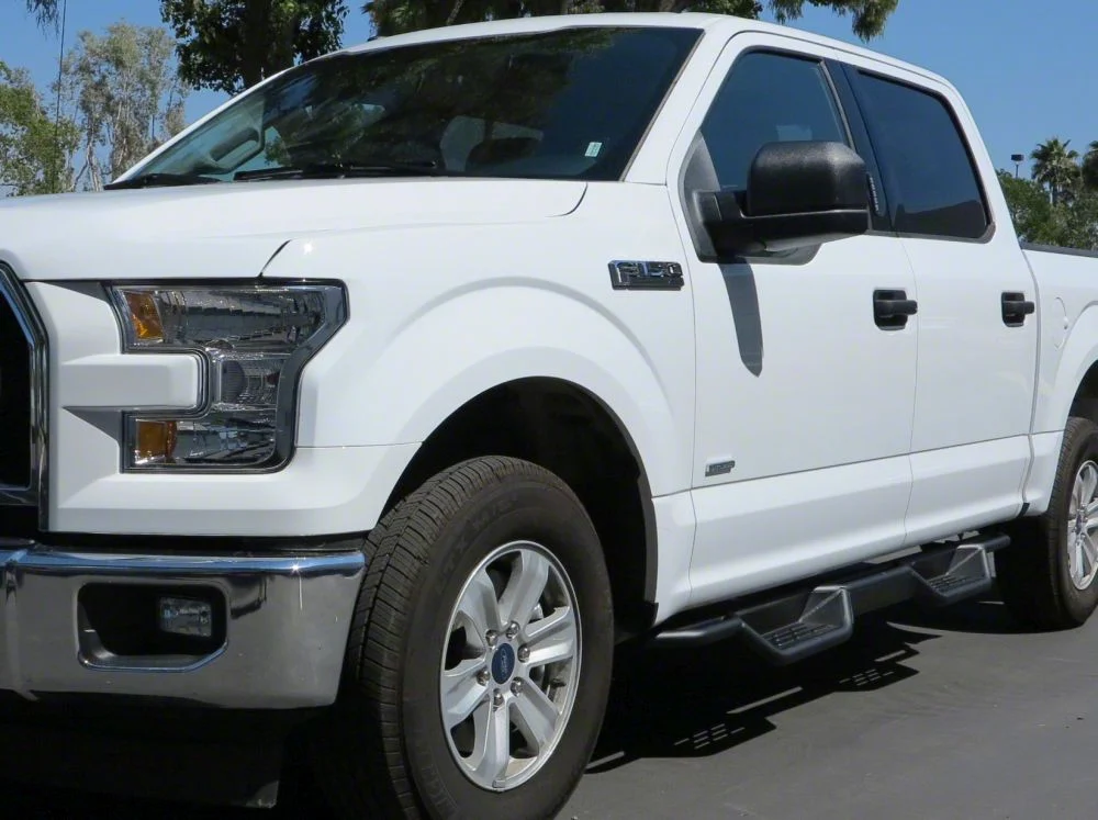 Round Tube Drop Style Nerf Side Step Bars; Black (17-26 F-350 Super Duty SuperCrew)