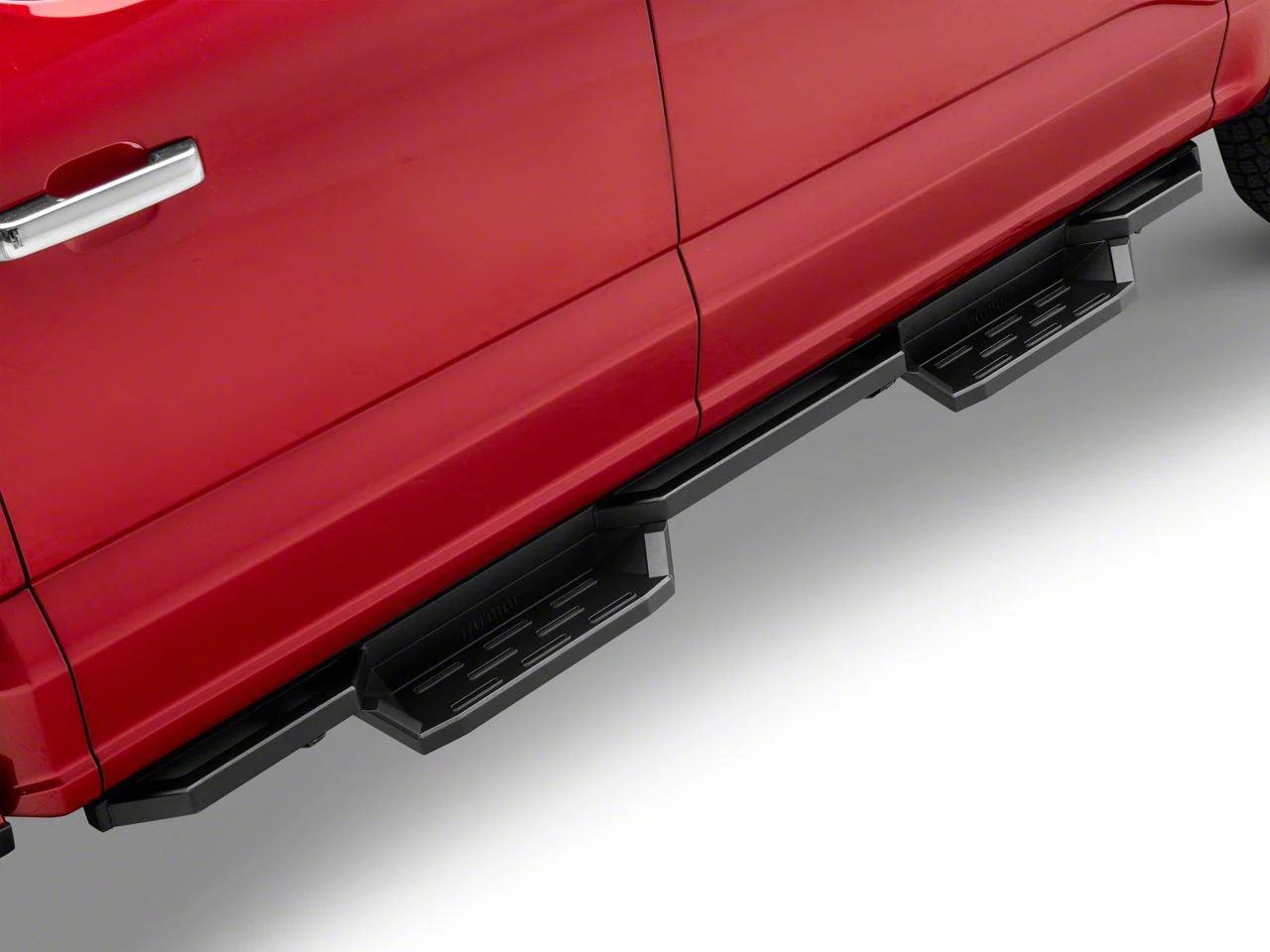 Square Tube Drop Style Nerf Side Step Bars; Matte Black (17-26 F-350 Super Duty SuperCrew)