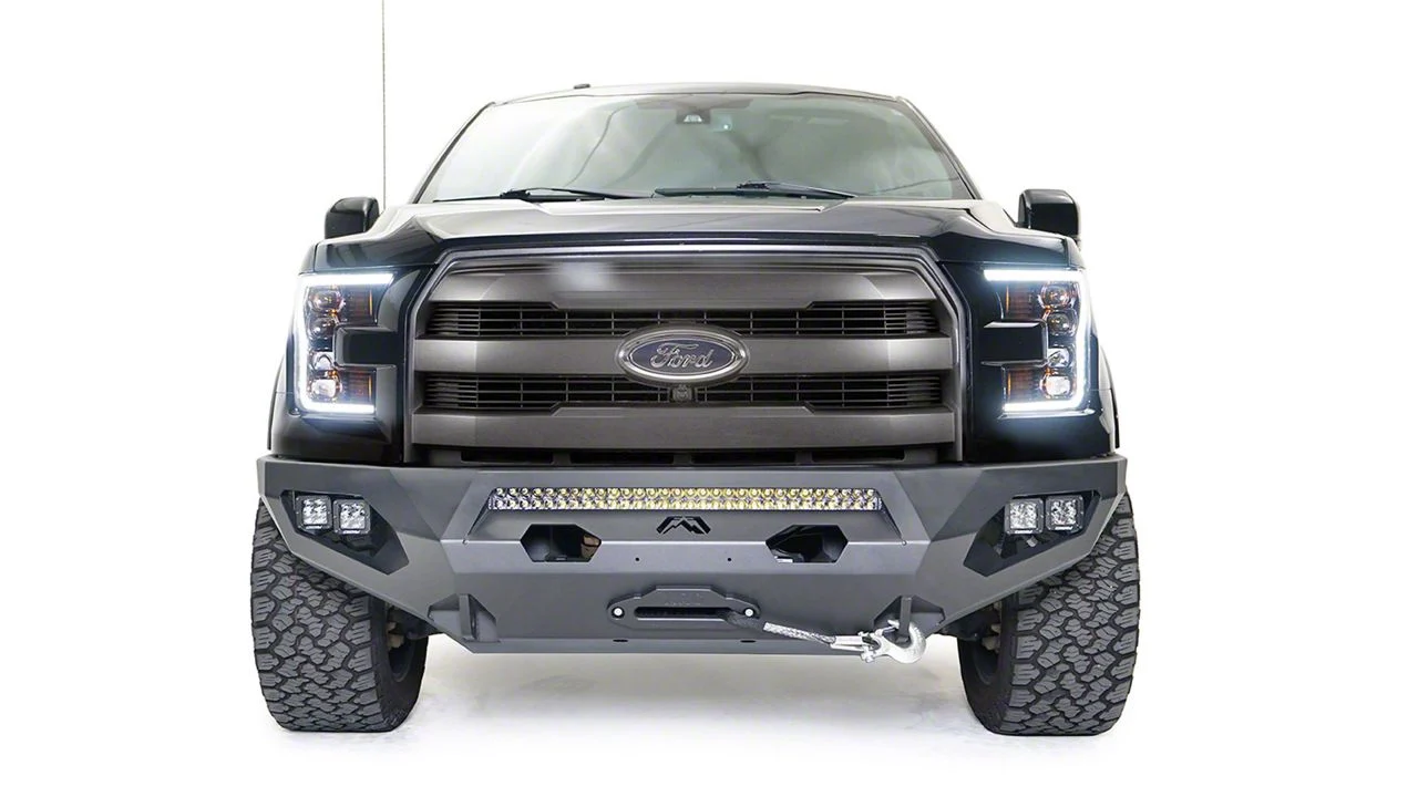 Fab Fours Matrix Winch Front Bumper with No Guard; Matte Black (15-17 F-150, Excluding Raptor)