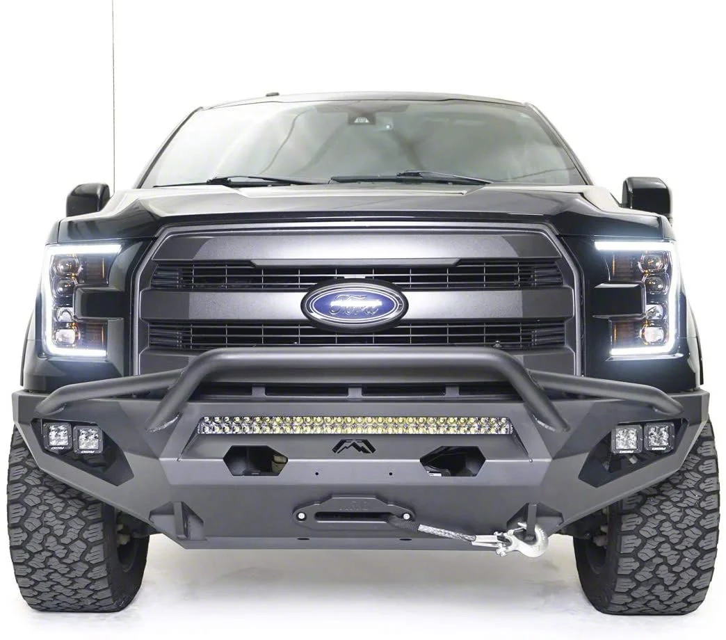 Fab Fours Matrix Winch Front Bumper with Pre-Runner Guard; Matte Black (15-17 F-150, Excluding Raptor)