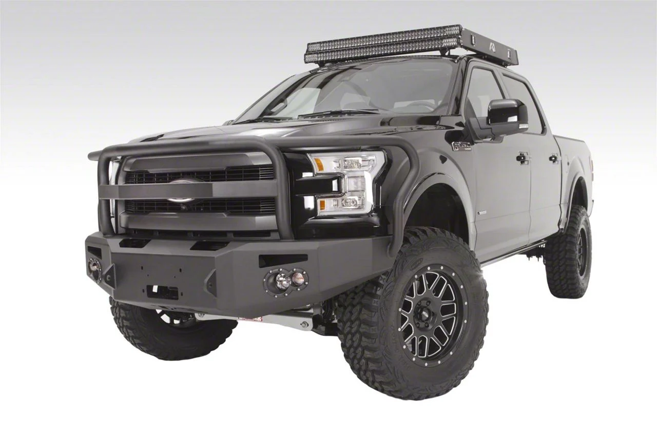 Fab Fours Premium Winch Front Bumper with Full Guard; Bare Steel (15-20 F-150, Excluding Raptor)