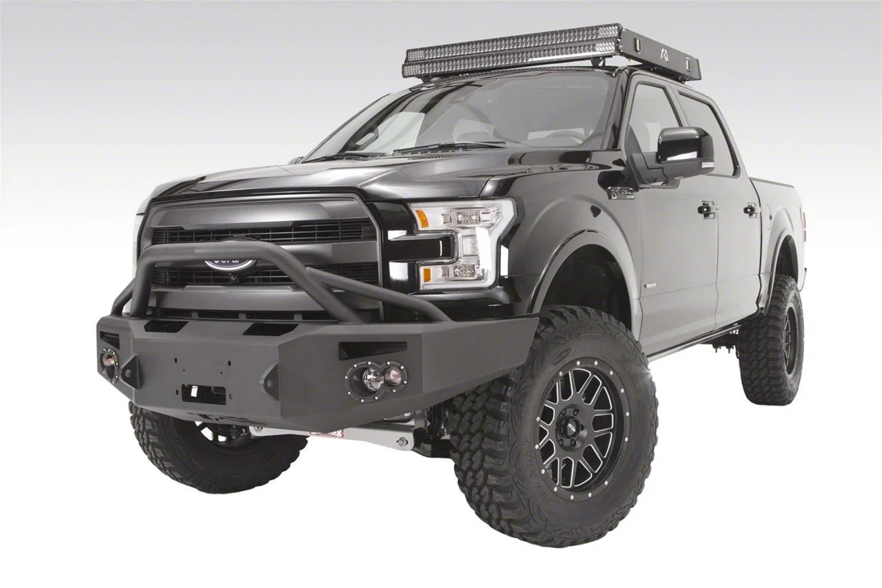 Fab Fours Premium Winch Front Bumper with Pre-Runner Guard; Bare Steel (15-20 F-150, Excluding Raptor)