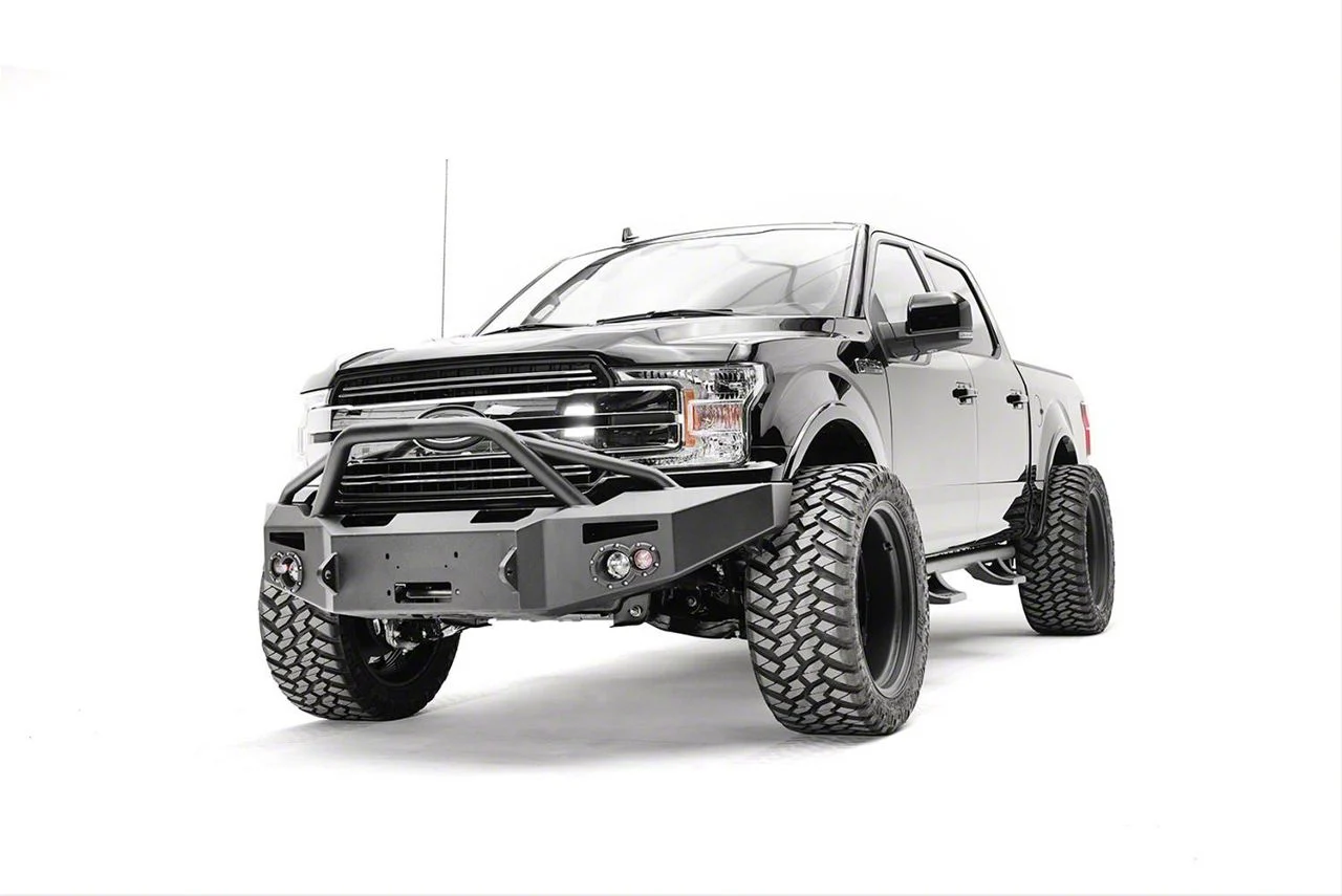 Fab Fours Premium Winch Front Bumper with Pre-Runner Guard; Matte Black (18-20 F-150, Excluding Raptor)