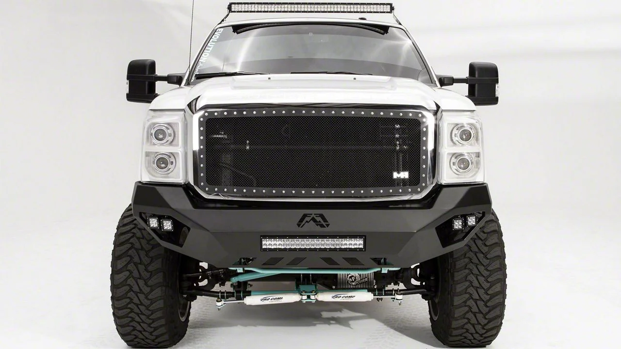 Fab Fours Vengeance Front Bumper with No Guard; Matte Black (11-16 F-350 Super Duty)